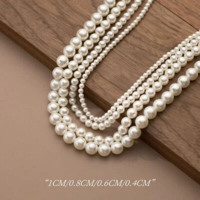 Woman REAL s925 Sterling Silver 4-10mm Pearl Chain Necklace Classic Choker - Imagen 1 de 4