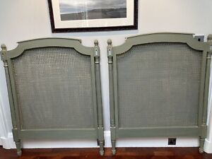 Two French-style Wooden/Rattan OKA headboards Single Beds