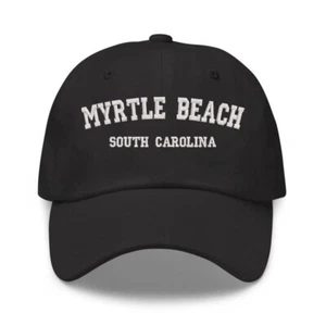 Myrtle Beach Carolina del Sur Bordado Negro Algodón Gorra Sombrero, Souvenir Gorra Sombrero - Imagen 1 de 3