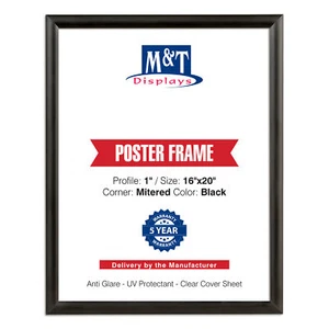 Snap Poster Frame 1" Aluminum Front Loading Wall Mounting 16x20 Inch Black - Picture 1 of 11