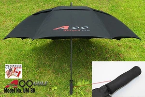 Paraguas de golf A99 doble dosel a prueba de viento negro 58" marco de fibra de vidrio negro a prueba de viento - Imagen 1 de 2