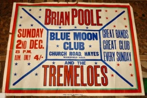 BRIAN POOLE & THE TREMELOES BLUE MOON CLUB HAYES CONCERT POSTER 2 DECEMBER 1962 - Picture 1 of 2