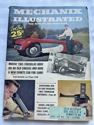 August 1957 MECHANIX ILLUSTRATED The How-To-Do Magazine Preview 1958 Cars + More Foto 1 de 4