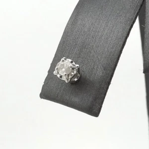 10k White Gold Diamond Single Stud Earring One Illusion Set New - Picture 1 of 4