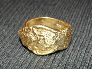18 kt Gold Plated Brass Ornate Spoon Ring Alberto Juan - Picture 1 of 5