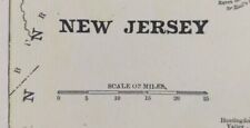 Vintage 1900 NEW JERSEY Map 11"x14" ~ Old Antique Original CAMDEN NEWARK TRENTON