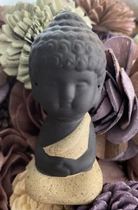 Mini Black Buddha Statue  Miniature Zen Meditation Ornament Decor - Picture 1 of 2