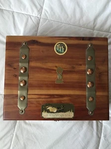 Cedar Chest Jewelry Box Brass Copper 10 x 8 Vintage - Picture 1 of 9