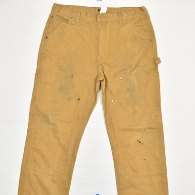 Pantalones de carpintero Craftsman para hombre algodón marrón talla 38x30 doble frente manchado Foto 1 de 4