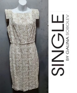 Single LA by Galina Sobolev Elfenbein Spitze Designer Kollektion Etuikleid ~ 10 M3020 - Bild 1 von 12