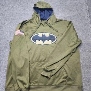 Felpa con cappuccio Six Flags Batman apprezzamento militare bandiera americana uomo XL rara - Foto 1 di 8