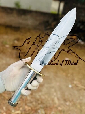 UBR CUSTOM HANDMADE D2 TOOL STEEL HUNTING BOWIE KNIFE WITH HOLLOW HANDLE - Image 1 of 4