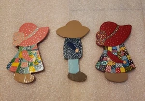 Imanes hechos a mano patchwork 2 niñas y un niño vintage - Imagen 1 de 6