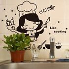 Girls Wall Sticker Kitchen Decoration Cook Chef Removable Home Cabinet Door Wall