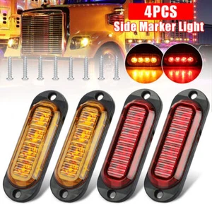 2-50x Amber/Red 4LED Side Marker Lights Clearance Waterproof for Trailer Truck - Picture 1 of 12