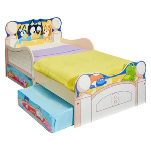 Bluey Wooden 140cm Toddler/Children Single Bed w/ 2x Under Bed Storage Drawers - Picture 1 of 3