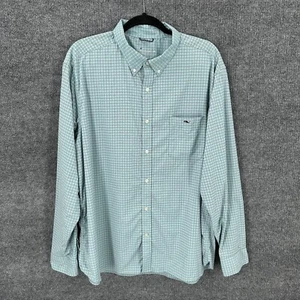 Vineyard Vines Hemd Herren XXL On The Go Performance Nylon Karo Langarm Aqua - Bild 1 von 15