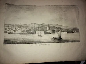 ALGÉRIE. VUE DU MÔLE et De La Ville D'ALGER. Lithographie de 1830. - Picture 1 of 4