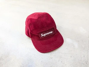 Supreme Velour Camp Cap Hat Burgund Maroon SS16 5-Panel BOGO Box Logo Velour - Picture 1 of 13