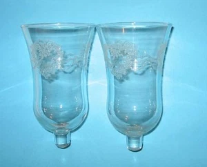 2er Set Klarglas ausgestellte Windlichter 5 cm angewandtes Design Top Zustand - Bild 1 von 4