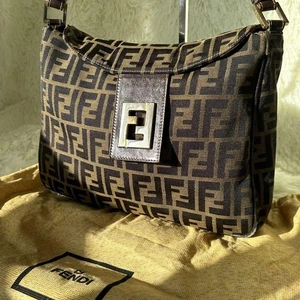 Fendi One-Shoulder Bag Zucca Canvas Leather Brown Used Authentic Excellent JAPAN - Picture 1 of 24