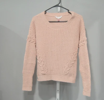 Suéter de Chenilla Rosa Sin Límites Talla S Decorativo Con Cordones Tejido Waffle Foto 1 de 4