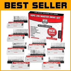 Professional 96pc Master Set - Magnetic Hex Shank Drill Bits - Picture 1 of 7