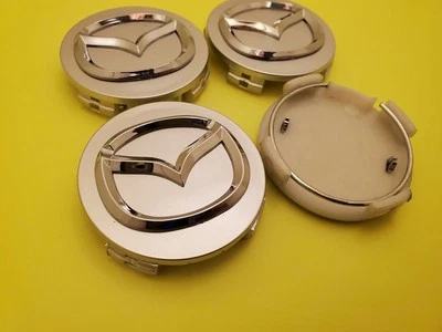 4pc MAZDA 56mm Silver Wheel Center Caps - Mazda 3/5/6, Miata, RX 8, CX-3/5/7/9.. - Image 1 of 4
