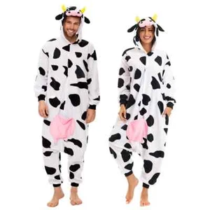 Cow Costumes for Adults Unisex Farm Animal Cosplay One-piece Hooded Pajamas - Bild 1 von 20