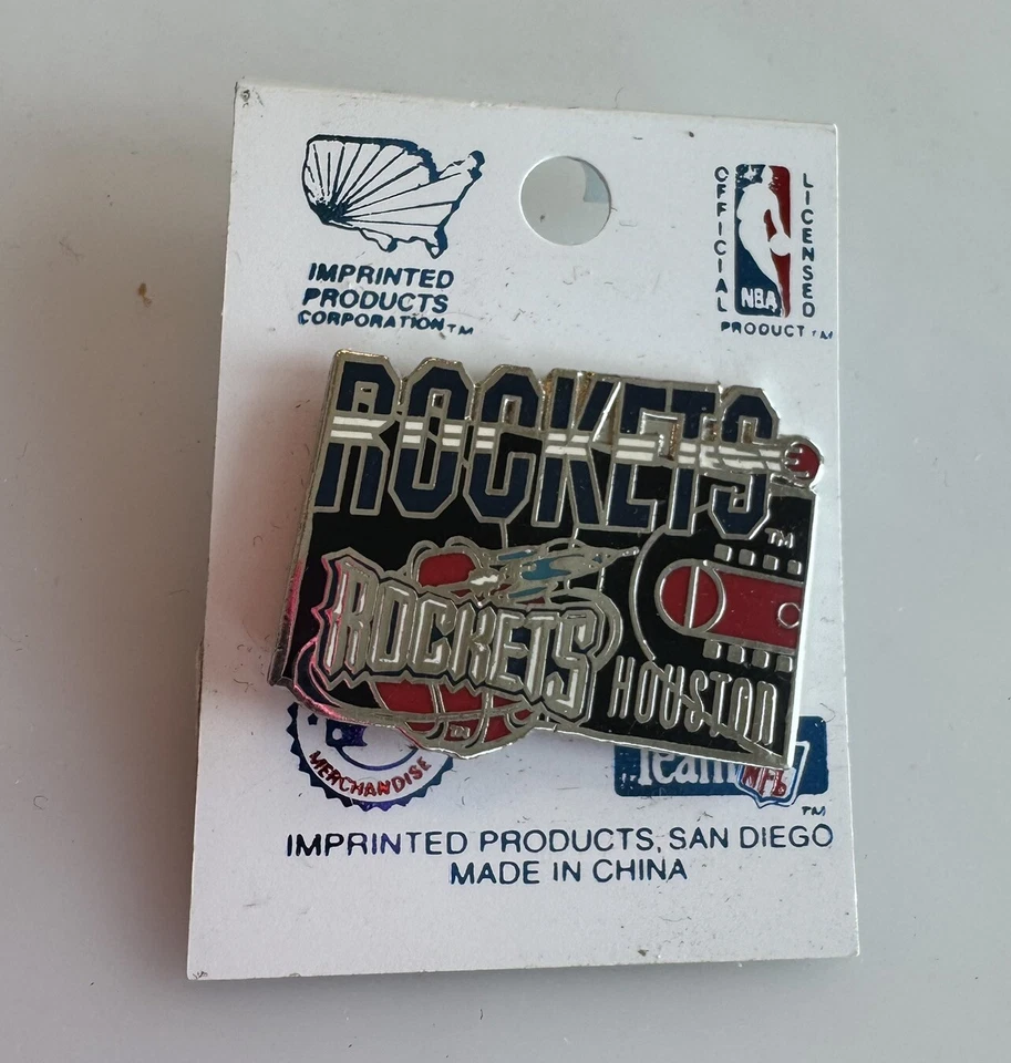 VTG 1995 HOUSTON ROCKETS NBA Logo Lapel Pin New On Card NOS Championship Year - Image 1 of 3