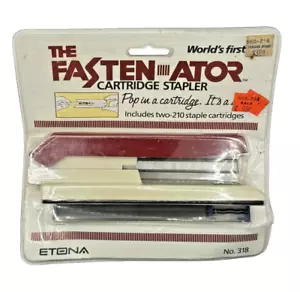 Cucitrice a cartuccia ETONA Fasten-Ator NUOVA vintage 1986 con due cartucce rosso/abbronzatura - Foto 1 di 3