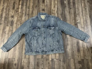 Polo Ralph Lauren Denim Jacket Mens 4XB Jean Paint Splatter Trucker Distressed - Picture 1 of 11