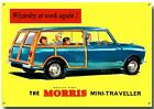 Morris Mini Traveller Métal Signe Classique Britannique Voitures Garage,Rétro