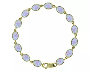 9ct Oro Amarillo Intenso Ópalo 21.00ct Ovalado Gema Tenis Pulsera Británico Made - Imagen 1 de 5