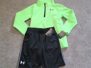 NEW Boys Under Armour 2Pc OUTFIT 1/4 Zip Fleece INFRARED+Shorts 6 FREE SHIP! - Picture 1 of 11