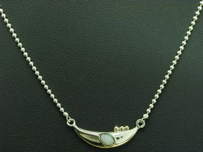 925 Argento Sterling Collier Con Opale Ricoperto / Vero Argento/39,8cm/5,1g - Immagine 1 di 3