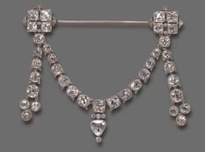 White Lapel Pins Cubic Zirconia Sterling Silver 925 Chain Style Unique Jewelry - Picture 1 of 7