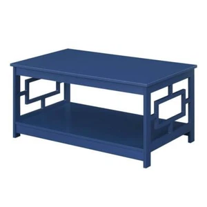 Convenience Concepts Town Square Coffee Table with Shelf in Cobalt Blue Wood - Picture 1 of 7