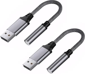 2X USB to 3.5mm Aux Audio Jack Cable Adapter Headphone For Laptop PC Mac PS4 PS5 - Picture 1 of 15