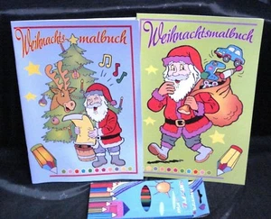 8 Weihnachts-Malbücher DIN A 4,a.48 Seiten + 2 x 10 Buntstifte 18cm lang, Neu - Bild 1 von 1