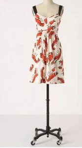 164. Rare Edme & Esyllte Anthropologie Salty Seas Lobster Print Dress XS 0 - Picture 1 of 6