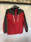 The North Face Hyvent Red Gray Full Zip Hooded Shell Jacket Boys Youth Large