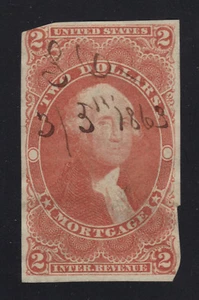 US # R82a Used $2 Mortgage Revenue Imperf March 5, 1863 Manuscript Cancel - Picture 1 of 2