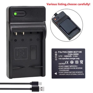 Battery /Charger for DMW-BCF10 Panasonic Lumix DMC-F2 DMC-FS42 DMC-F3 DMC-FH1 - Picture 1 of 43
