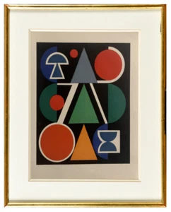 AUGUSTE HERBIN (1882-1960) ANCIEN POCHOIR ABSTRACTION GEOMETRIQUE (53) - Foto 1 di 7