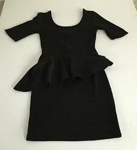 Vestido Living Doll Mujer Talla S Estilo Peplum Negro Liso Mezcla de Poliéster 34,5"L - Imagen 1 de 10
