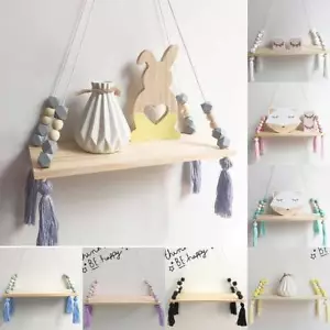 Kind Baby Bedroom Decor Wall Hanging Wooden Shelf Rope Swing Shelve Storage' - Picture 1 of 15