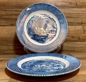 SET OF 2 - CURRIER & IVES  ROYAL IRONSTONE - OLD GRIST MILL 10" DINNER PLATES - Picture 1 of 5