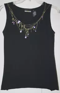 DKNY Women's Top Tank with Embroidery Black Size Large - Picture 1 of 5