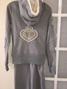 Twisted Heart Vintage Track Suit Beads Embroidery Studs Retro Grunge Hooded NEW
